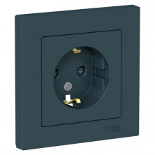 Розетка силовая Schneider Electric Atlas Design со шторками, в сборе, изумруд ATN000844