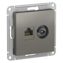 Розетка TV+RJ-45 Schneider Electric Atlas Design сталь ATN000989