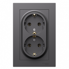 Розетка двойная Schneider Electric Atlas Design в сборе, Базальт ATN001424