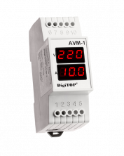 Индикатор напряжения на DIN-рейку 40-400В и тока 1-63A DigiTOP AVM-1