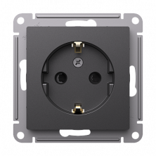 Розетка силовая Schneider Electric Atlas Design со шторками, Базальт ATN001445