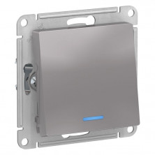 Переключатель одноклавишный Systeme Electric Atlas Design с подсветкой, алюминий ATN000363