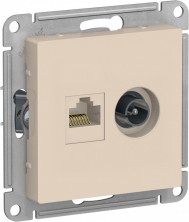 Розетка компьютерная двойная RJ45+TV Systeme Electric AtlasDesign Беж ATN000289