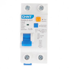 Дифференциальный автомат АВДT CHINT NXBLE-63Y 1P+N 4.5kA х-ка С 63А тип АС 30mA (R) 105548