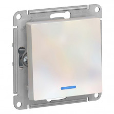 Переключатель одноклавишный Systeme Electric Atlas Design с подсветкой, жемчуг ATN000463