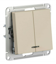 Выключатель двухклавишный Schneider Electric Atlas Design с подсветкой, песочный ATN001253