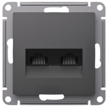 Розетка двойная Schneider Atlas Design RJ-45 кат. 5е, Базальт ATN001485