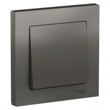 Выключатель одноклавишный Schneider Electric Atlas Design в сборе с рамкой, сталь ATN000912