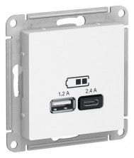 Зарядное устройство USB Type - A+C (5В/2,4 А, 2х5В/1,2 А) Systeme Electric Atlas Design Лотос ATN001339