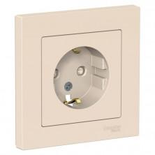 Розетка силовая Schneider Electric Atlas Design со шторками, в сборе, бежевая ATN000244