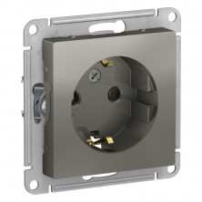 Розетка силовая Schneider Electric Atlas Design со шторками, сталь ATN000945