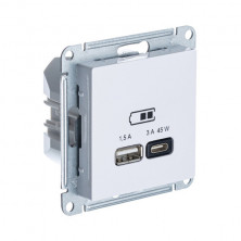 Зарядное устройство USB Type - A+C 45W высокоскоростная зарядка QC, PD Systeme Electric Atlas Design Лотос ATN001329