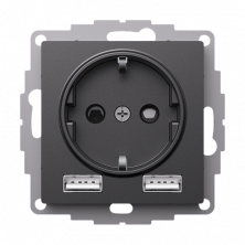 Розетка силовая+USB Schneider Electric Atlas Design Базальт ATN001430