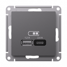Зарядное устройство USB+Type C Schneider Electric Atlas Design Базальт ATN001439