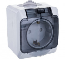 Розетка с заземлением со шторками IP44 16А 250B Серая Schneider Electric Этюд PA16-044C
