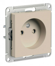 Розетка силовая Schneider Electric Atlas Design со шторками, без заземления, песочный ATN001249