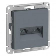 Розетка двойная Schneider Atlas Design RJ-45 кат. 5е, грифель ATN000785