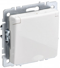  BRITE Розетка 1-местная с заземлением с защитными шторками и крышкой 16А IP20 РСбш10-3-БрБ белый IEK 