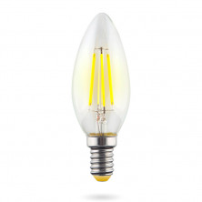 Лампа светодиодная Voltega E14 6W 4000К свеча прозрачная VG10-C1E14cold6W-F 7020