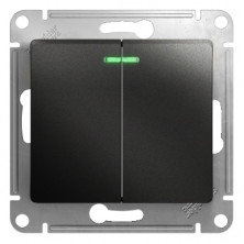 Выключатель 2-клавишный с подсветкой сх.5а, 10АХ Systeme Electric Glossa Антрацит GSL000753
