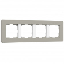 Рамка из поликарбоната на 4 поста Split дымчатый/белый, soft-touch W0043067