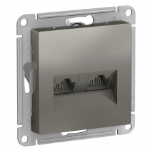 Розетка двойная компьютерная RJ45+RJ45, кат.5E Systeme Electric AtlasDesign Сталь ATN000985
