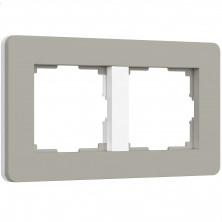 Рамка из поликарбоната на 2 поста Split дымчатый/белый, soft-touch W0023067