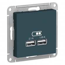 Зарядное устройство USB Schneider Electric Atlas Design изумруд ATN000833