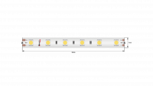 Светодиодная лента LUX, 5050, 60 LED/м, 14,4 Вт/м, 24В, IP65, Теплый белый (2700K), DSG560-24-WW-65