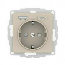Розетка силовая+USB A+C Schneider Electric Atlas Design песочный ATN001232