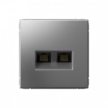 Розетка двойная Schneider Art Gallery RJ-45 кат. 6a, Сталь GAL000988
