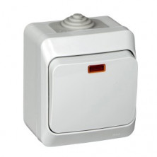 Выключатель одноклавишный с подсветкой 10АХ IP44 серый Schneider Electric Этюд BA10-045C